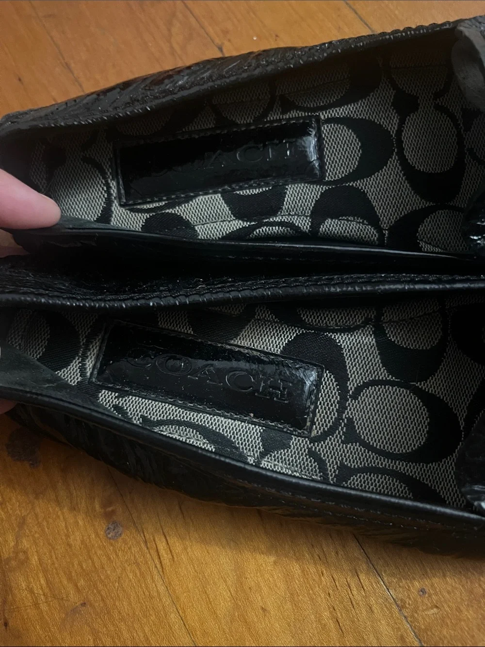Coach Black Patent Leather Slip-On Loafers